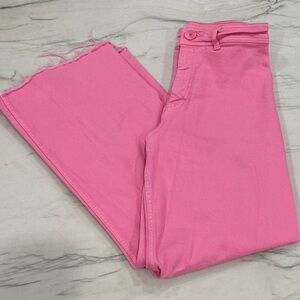 Zara Marine High Waisted Wide Leg Raw Edge Pink Jeans - Size 4 Like New